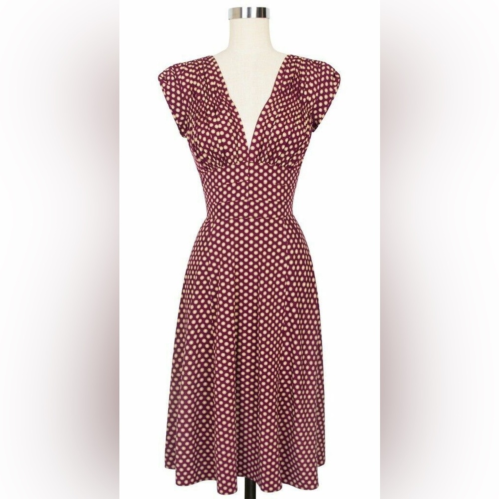 Trashy Diva Women's Medium 1940's Pin Up Style Midi Dress Polka Dot Vtg Print